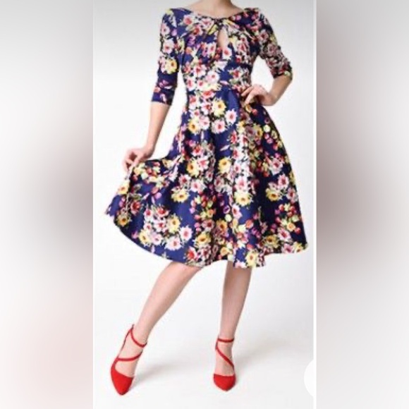 Unique Vintage - Floral 1950’s Swing dress - XS - Picture 6 of 6